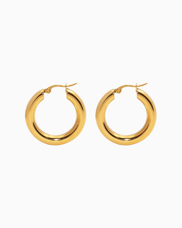 Aurelia Classic Round Hoops in Gold 31mm | Zoe Olivia Jewellery Australia