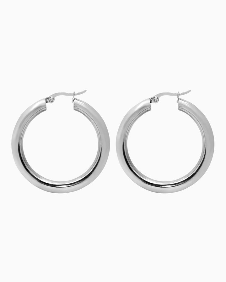 Aurelia Classic Round Hoops in Silver 41mm | Zoe Olivia Jewellery Australia