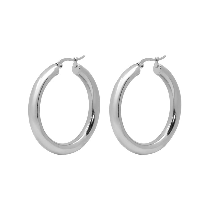 Aurelia Classic Round Hoops in Silver 41mm