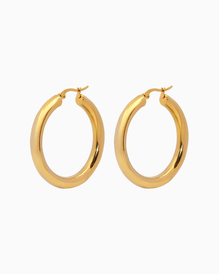 Aurelia Classic Round Hoops in Gold 41mm | Zoe Olivia Jewellery Australia