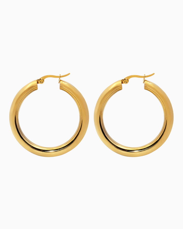 Aurelia Classic Round Hoops in Gold 41mm | Zoe Olivia Jewellery Australia