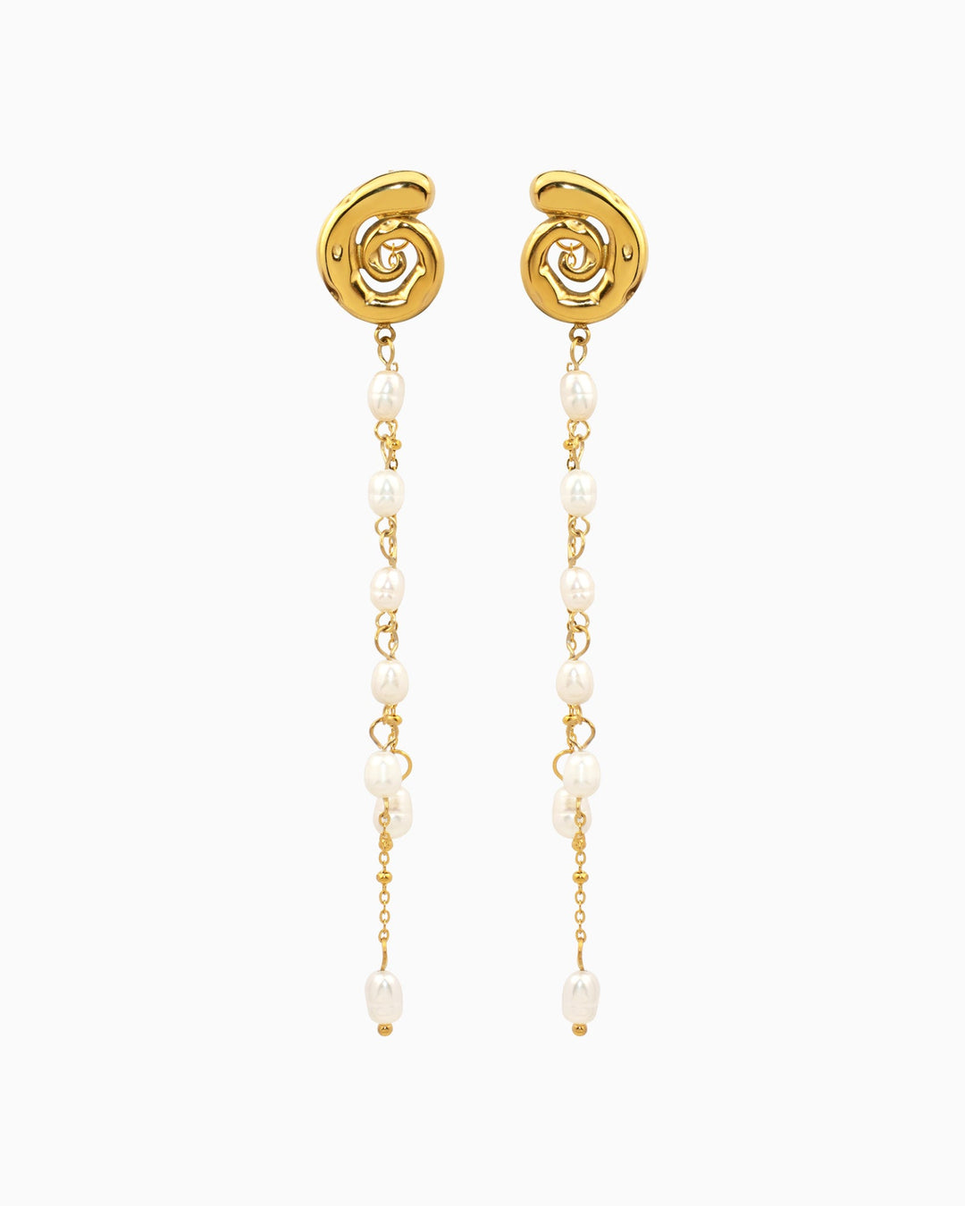 Solara Spiral Tiered Pearl Drop Stud Earrings | Zoe Olivia Jewellery Australia