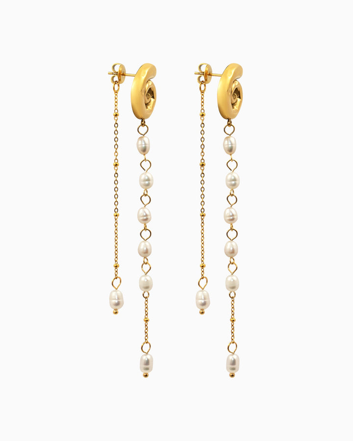 Solara Spiral Tiered Pearl Drop Stud Earrings | Zoe Olivia Jewellery Australia