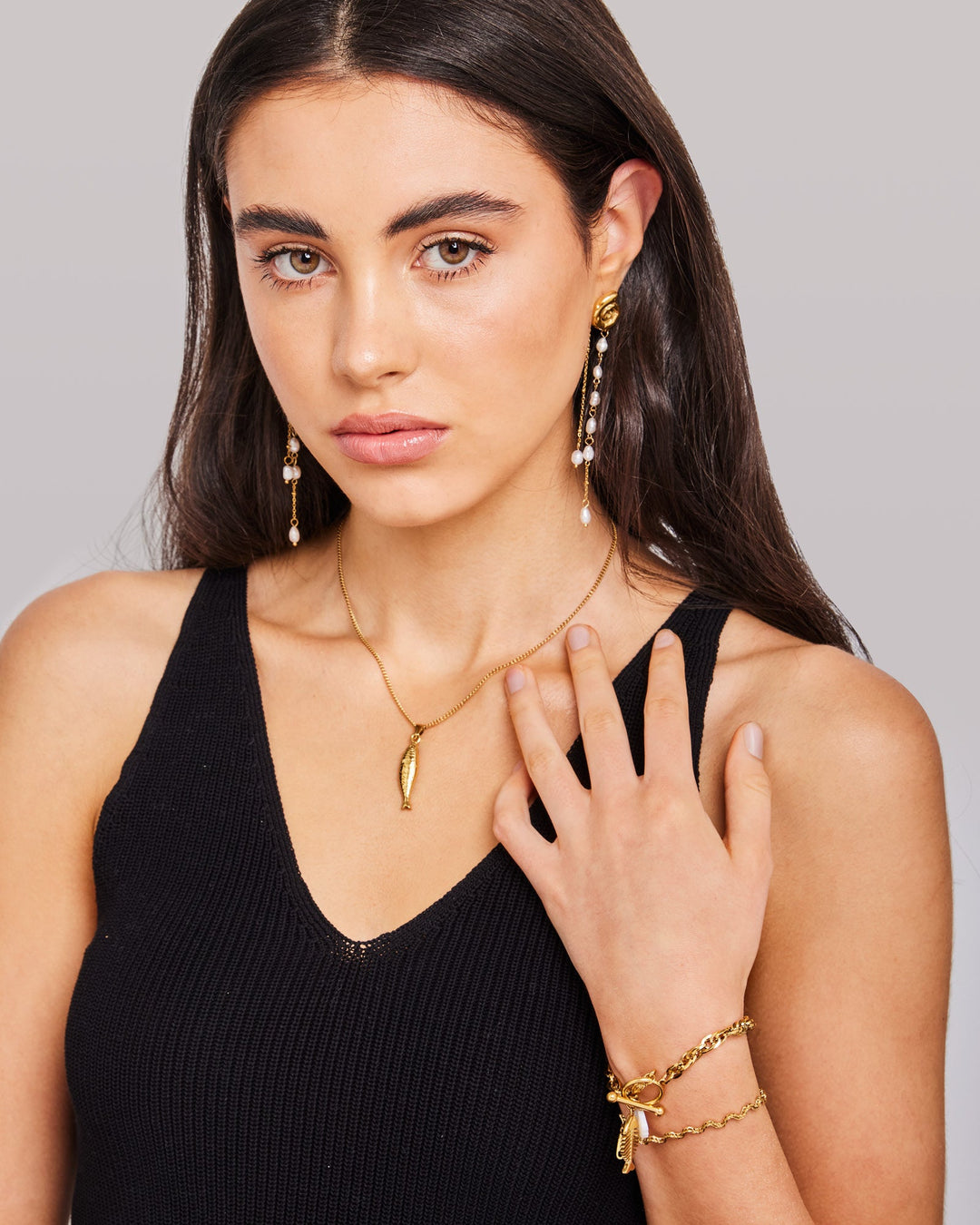 Solara Spiral Tiered Pearl Drop Stud Earrings | Zoe Olivia Jewellery Australia