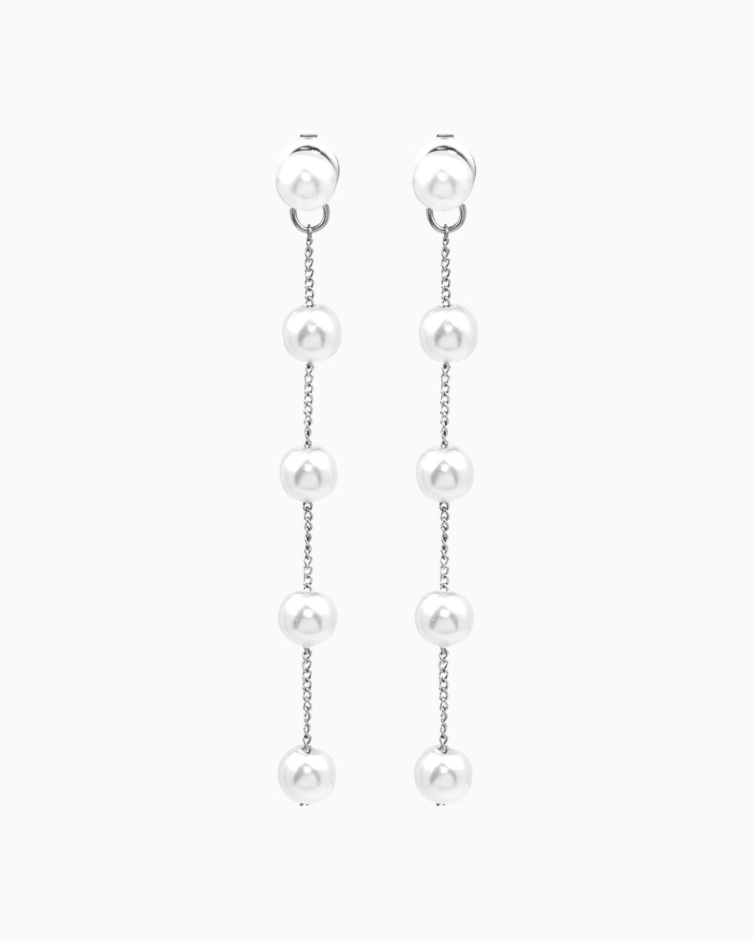 Luna Classic Pearl Drop Stud Earrings in Silver | Zoe Olivia Jewellery Australia