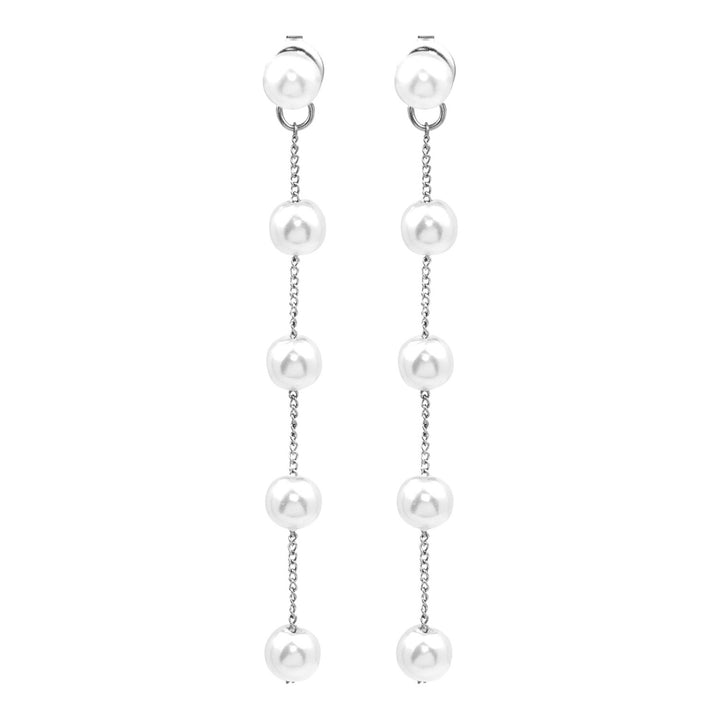 Luna Classic Pearl Drop Stud Earrings in Silver