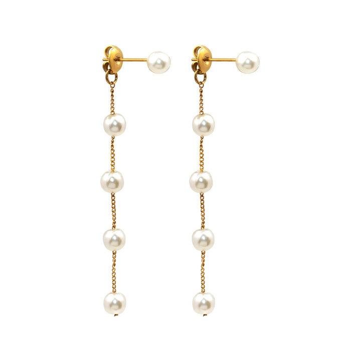 Luna Classic Pearl Drop Stud Earrings in Gold