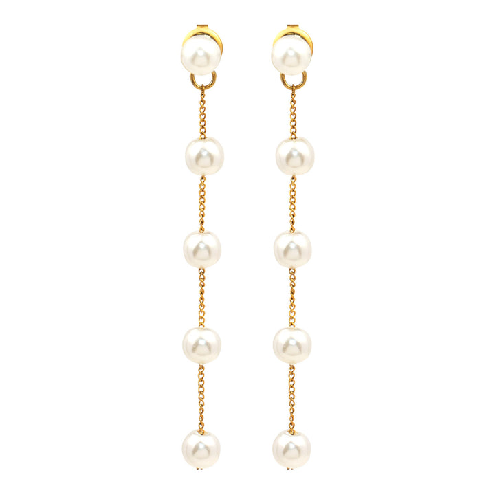 Luna Classic Pearl Drop Stud Earrings in Gold