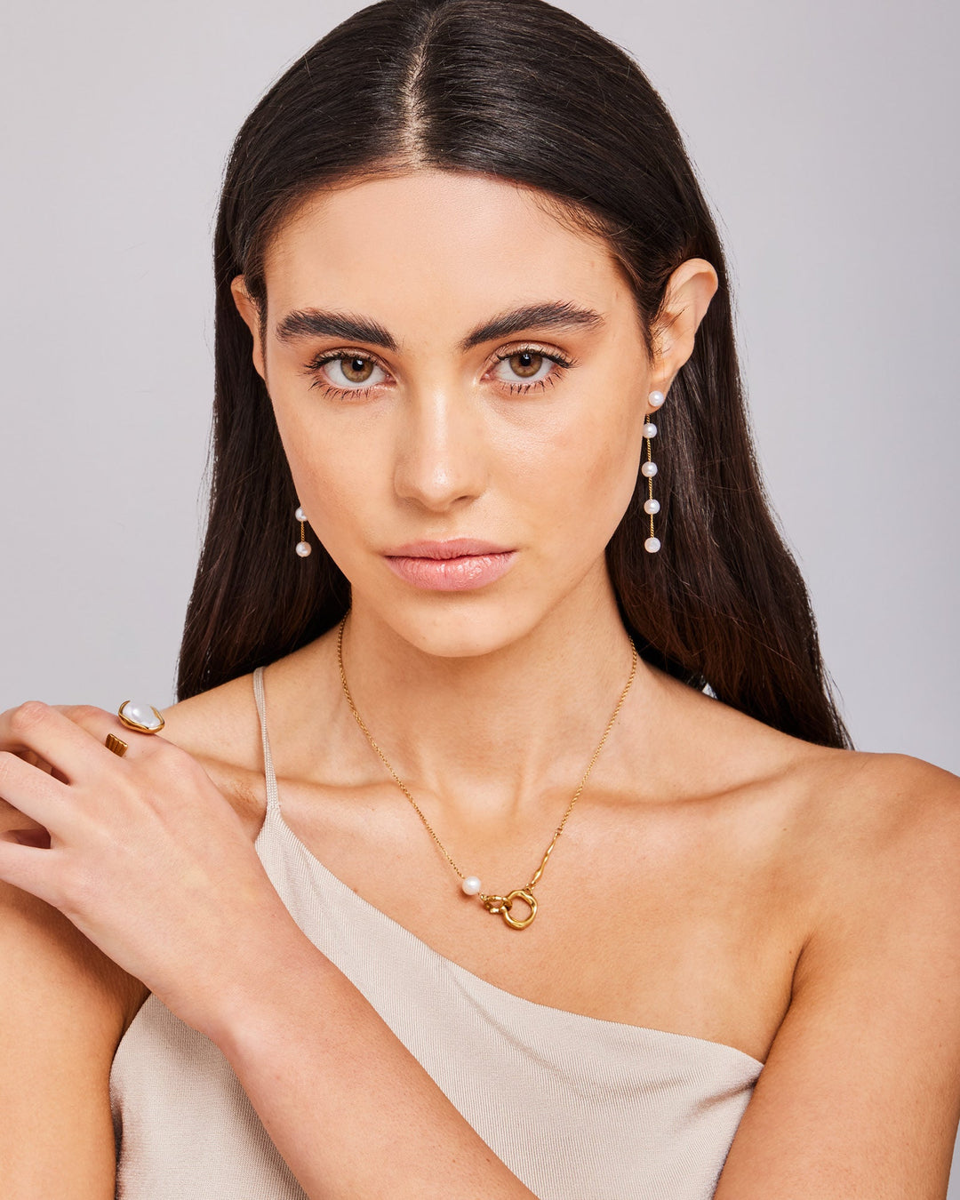 Luna Irregular Shaped Pearl Adjustable Ring | Zoe Olivia Jewellery Australia