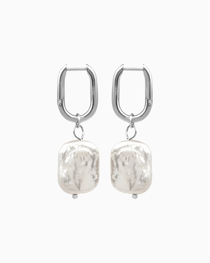 Luna Freshwater Baroque Pearl Huggies in Silver | Zoe Olivia Jewellery Australia