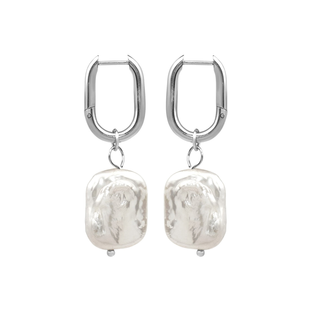 Luna Freshwater Baroque Pearl Huggies in Silver