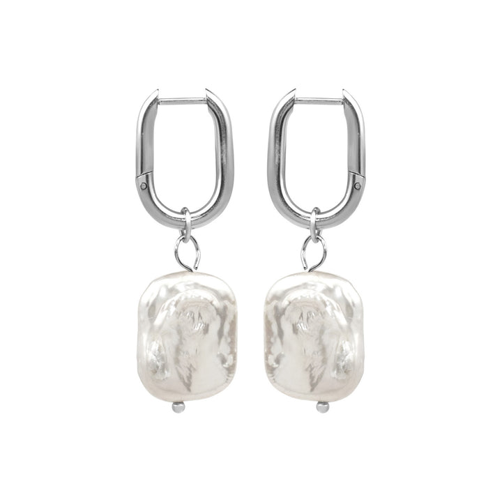 Luna Freshwater Baroque Pearl Huggies in Silver