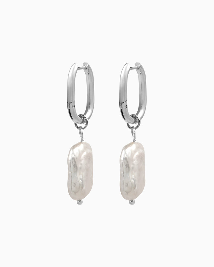 Luna Freshwater Baroque Pearl Huggies in Silver | Zoe Olivia Jewellery Australia