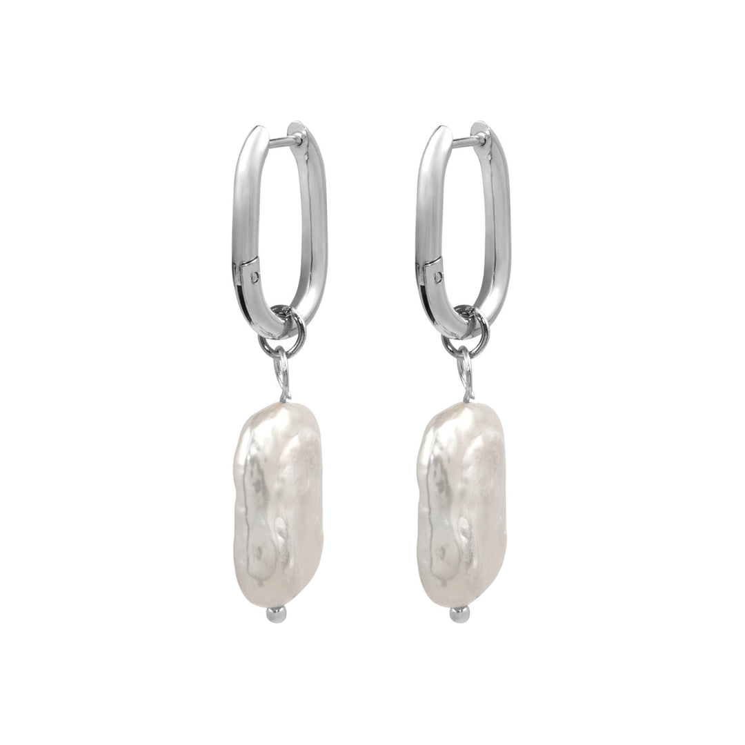 Luna Freshwater Baroque Pearl Huggies in Silver