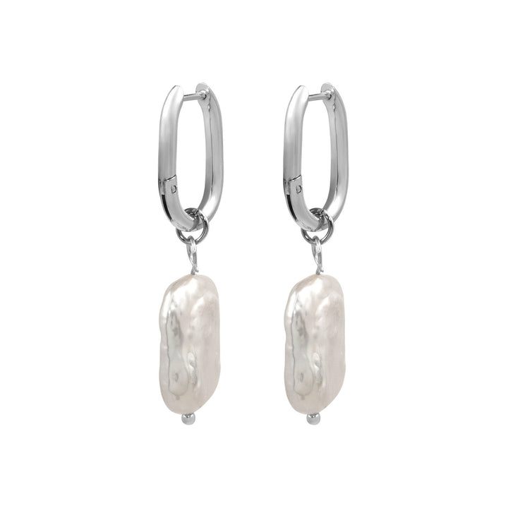 Luna Freshwater Baroque Pearl Huggies in Silver