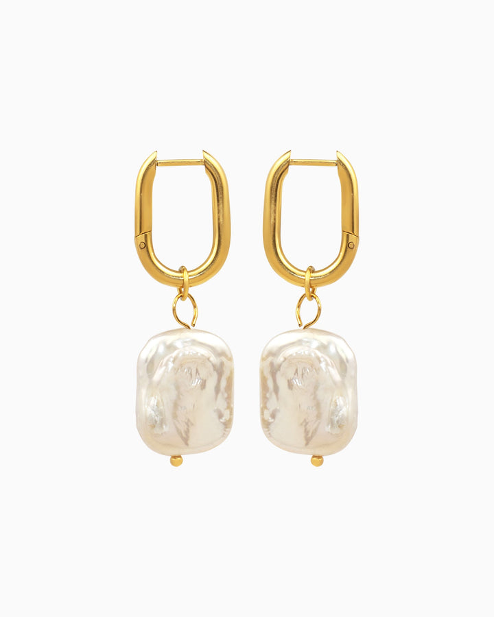 Luna Freshwater Baroque Pearl Huggies in Gold | Zoe Olivia Jewellery Australia