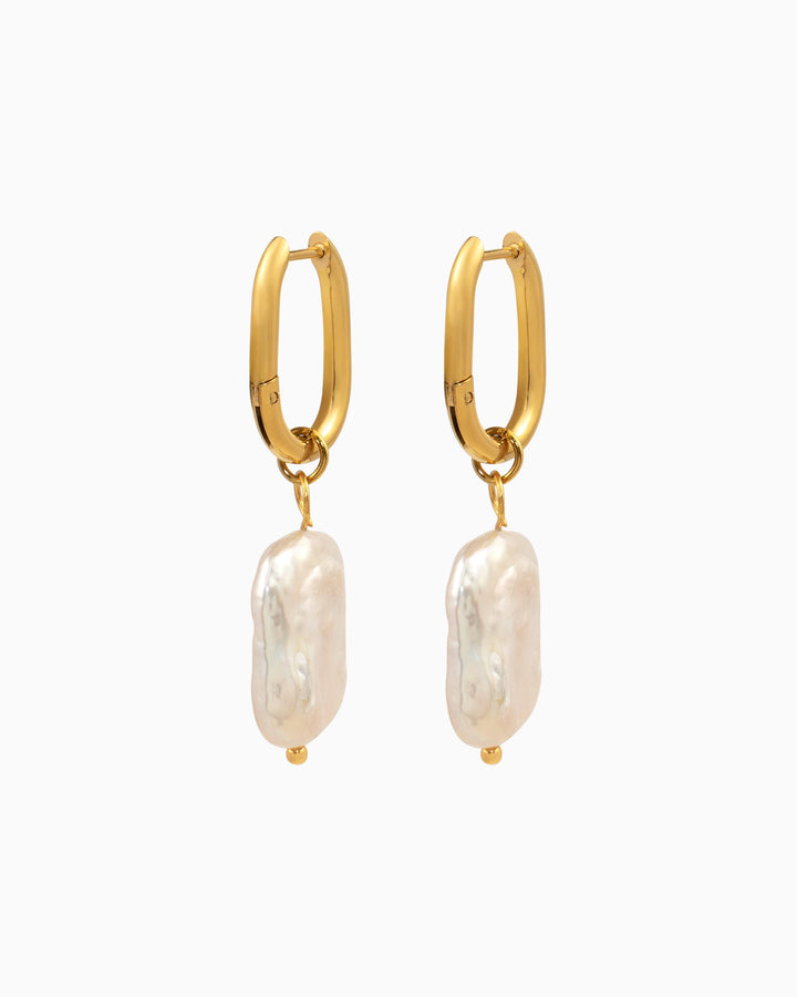 Luna Freshwater Baroque Pearl Huggies in Gold | Zoe Olivia Jewellery Australia