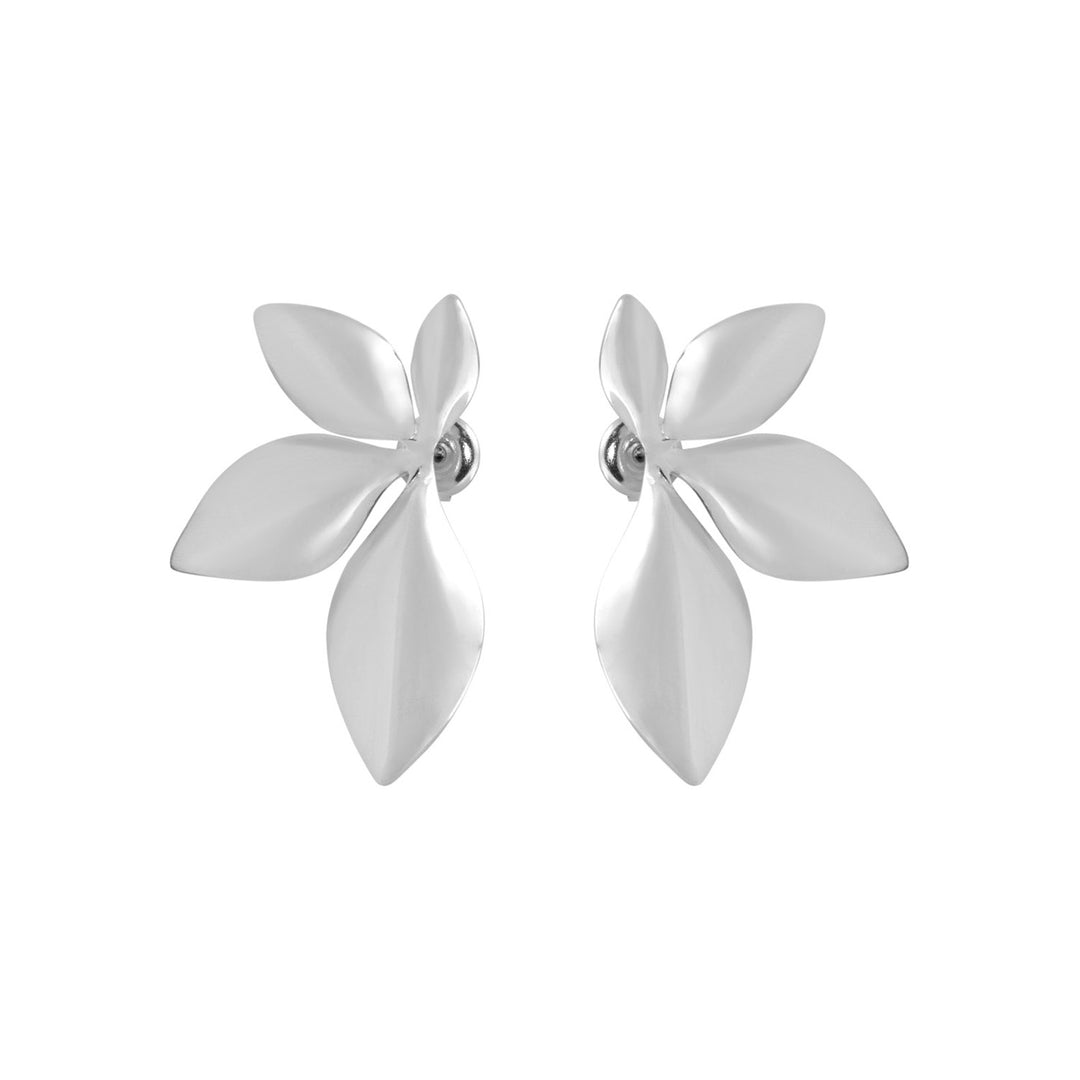 Aurelia Flower Stud Earrings in Silver