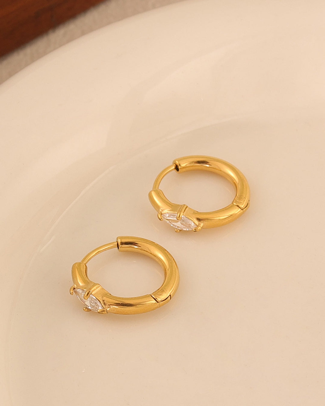 Aurora Gold Marquise Cubic Zirconia Huggie Earrings