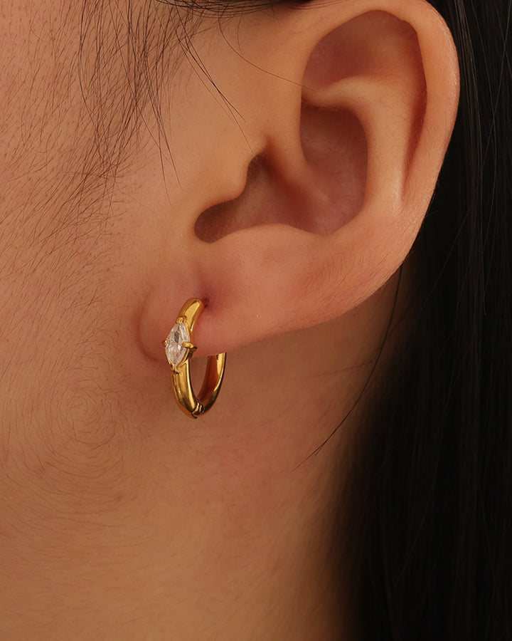 Aurora Gold Marquise Cubic Zirconia Huggie Earrings