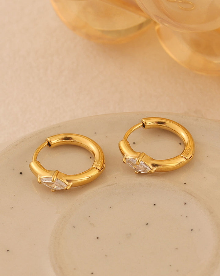 Aurora Gold Marquise Cubic Zirconia Huggie Earrings