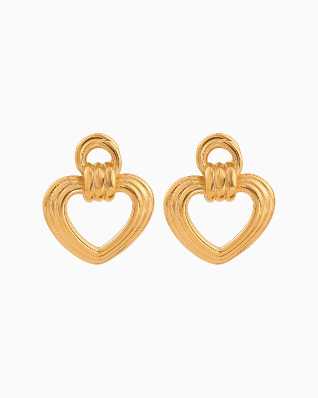 Muse Gold Heart Statement Stud Earrings
