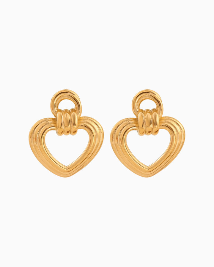 Muse Gold Heart Statement Stud Earrings