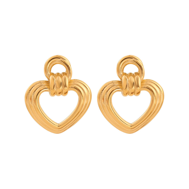 Muse Gold Heart Statement Stud Earrings