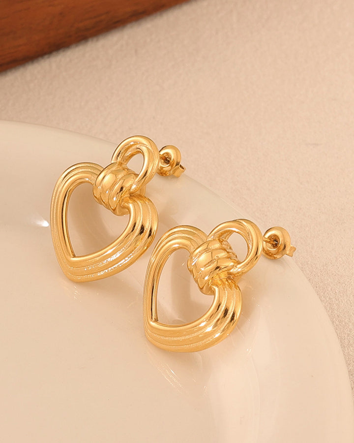 Muse Gold Heart Statement Stud Earrings