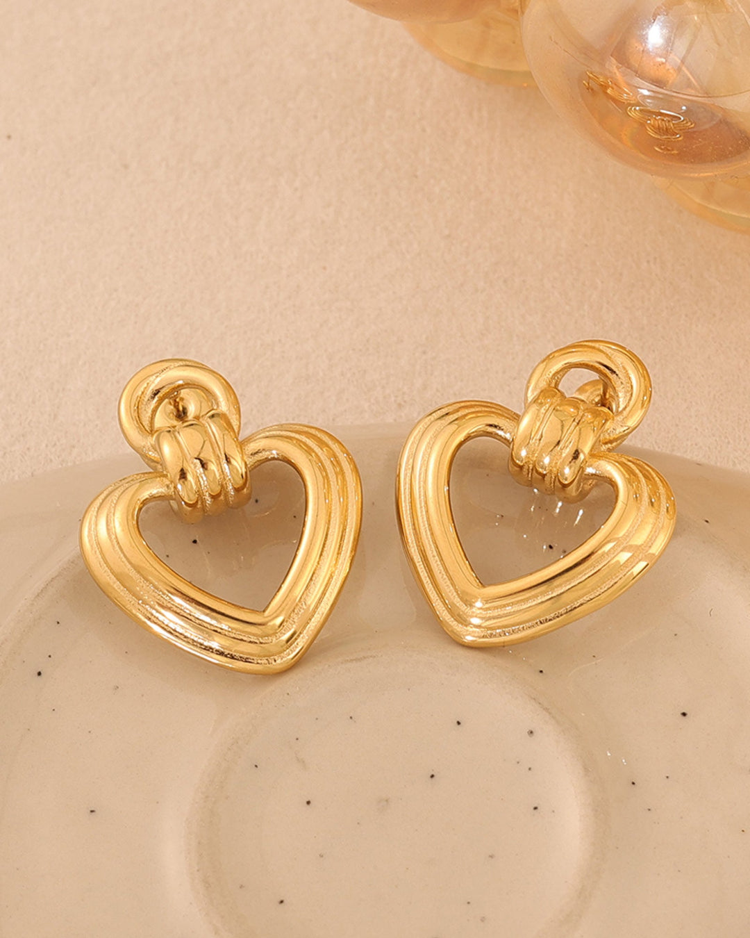 Muse Gold Heart Statement Stud Earrings