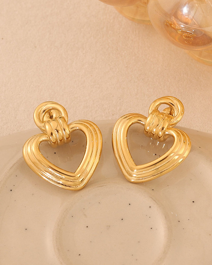 Muse Gold Heart Statement Stud Earrings