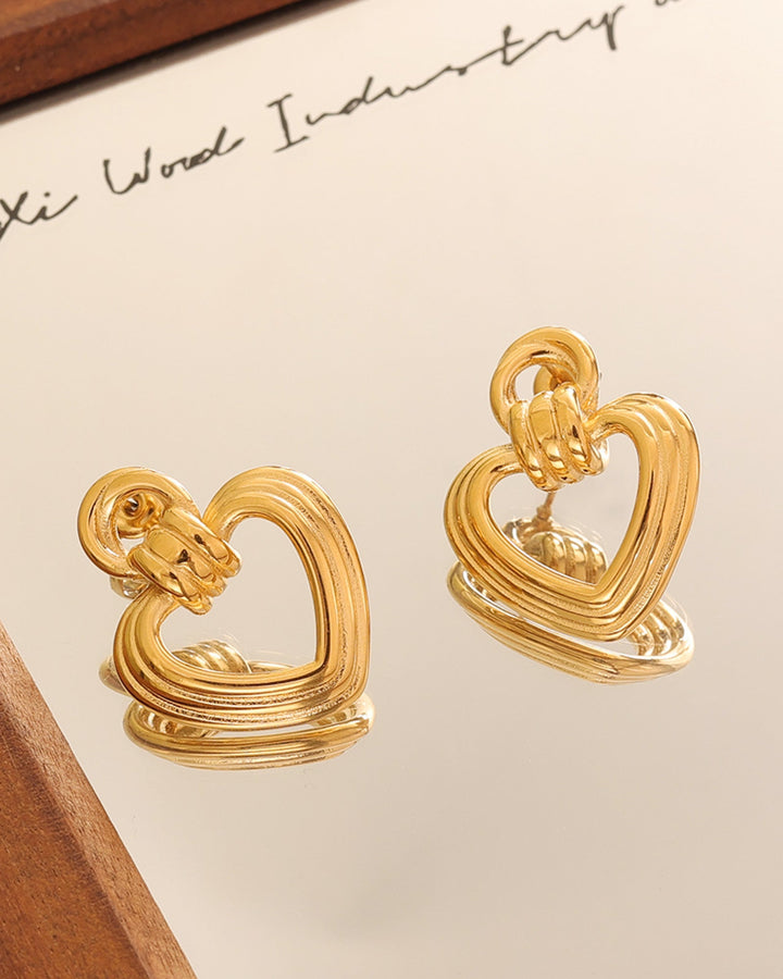 Muse Gold Heart Statement Stud Earrings