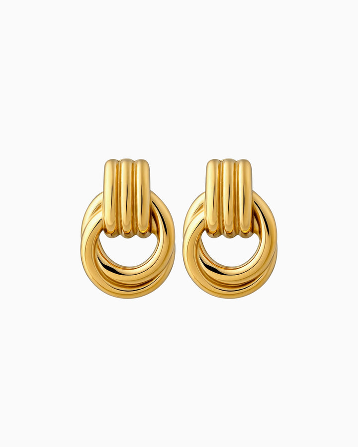 Muse Gold Double Ring Stud Earrings