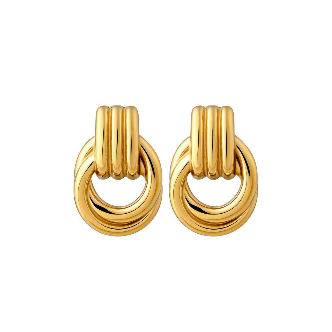 Muse Gold Double Ring Stud Earrings