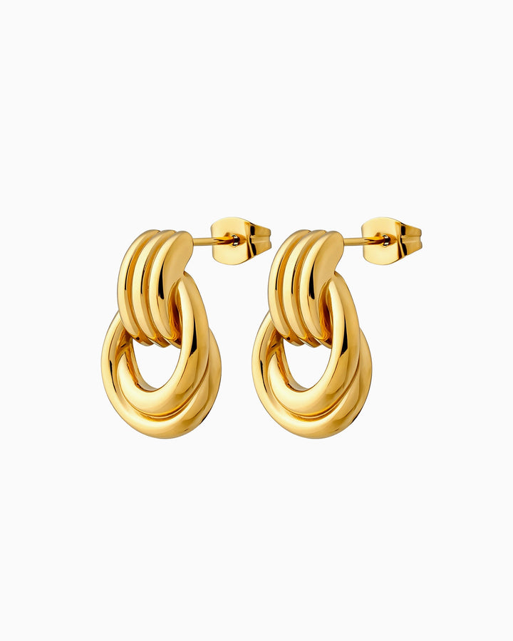 Muse Gold Double Ring Stud Earrings