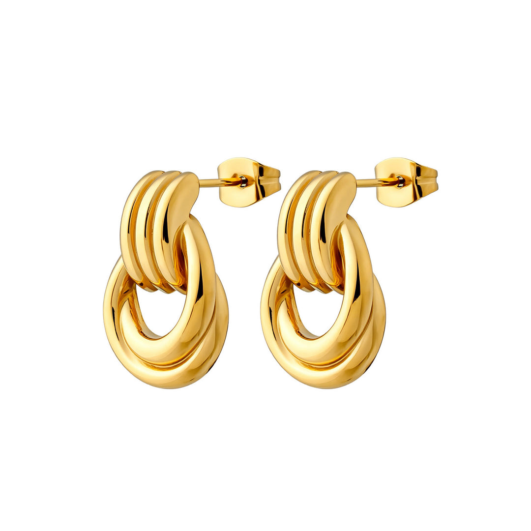 Muse Gold Double Ring Stud Earrings