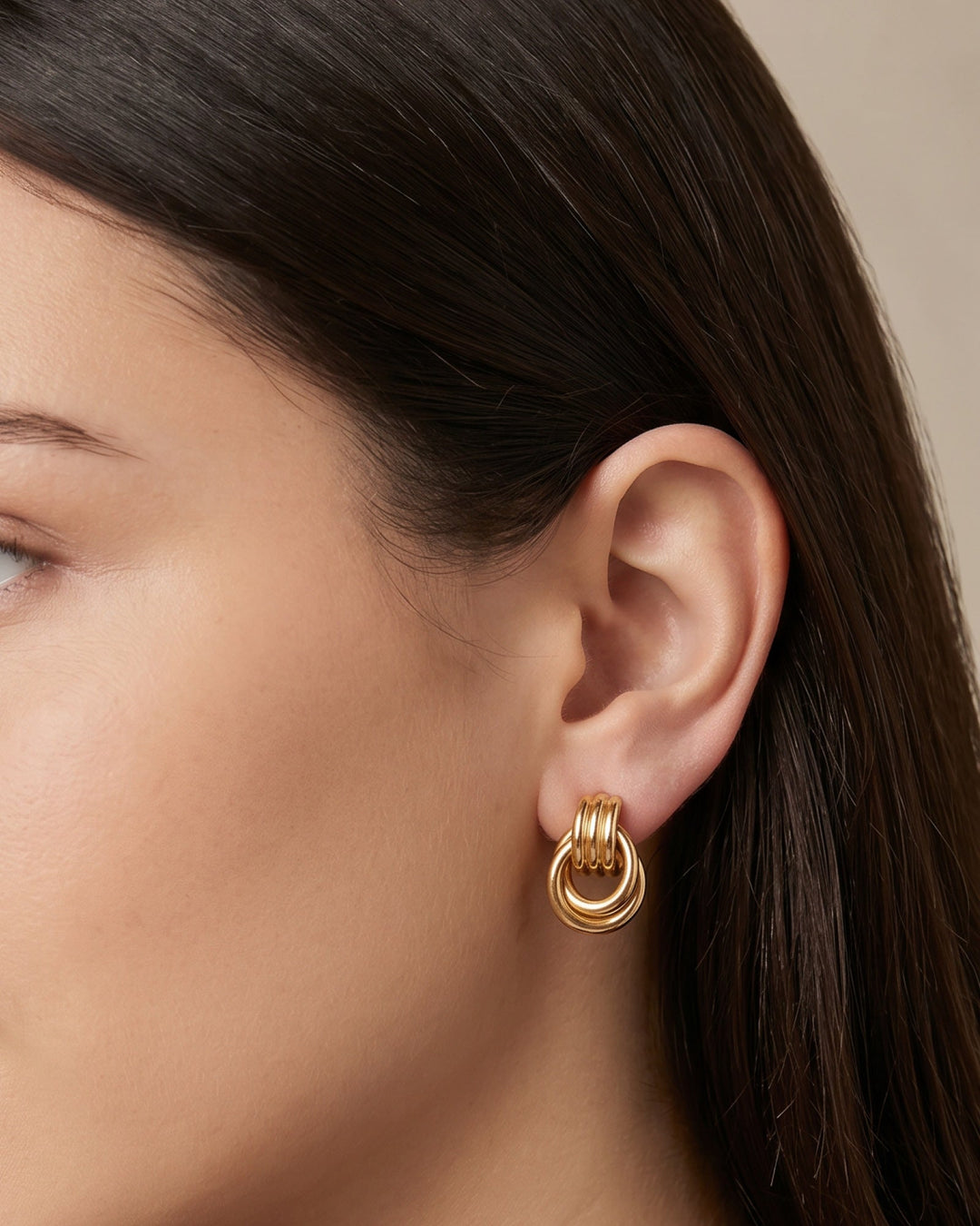 Muse Gold Double Ring Stud Earrings — Zoe Olivia