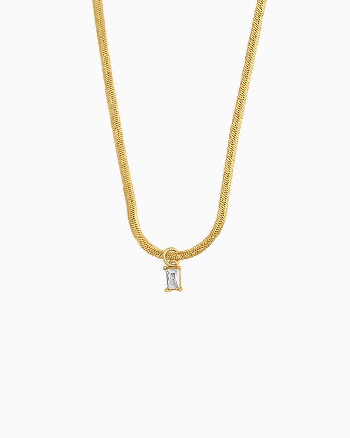 Aurora Luxe Herringbone & Cubic Zirconia pendant Necklace | Zoe Olivia Jewellery Australia