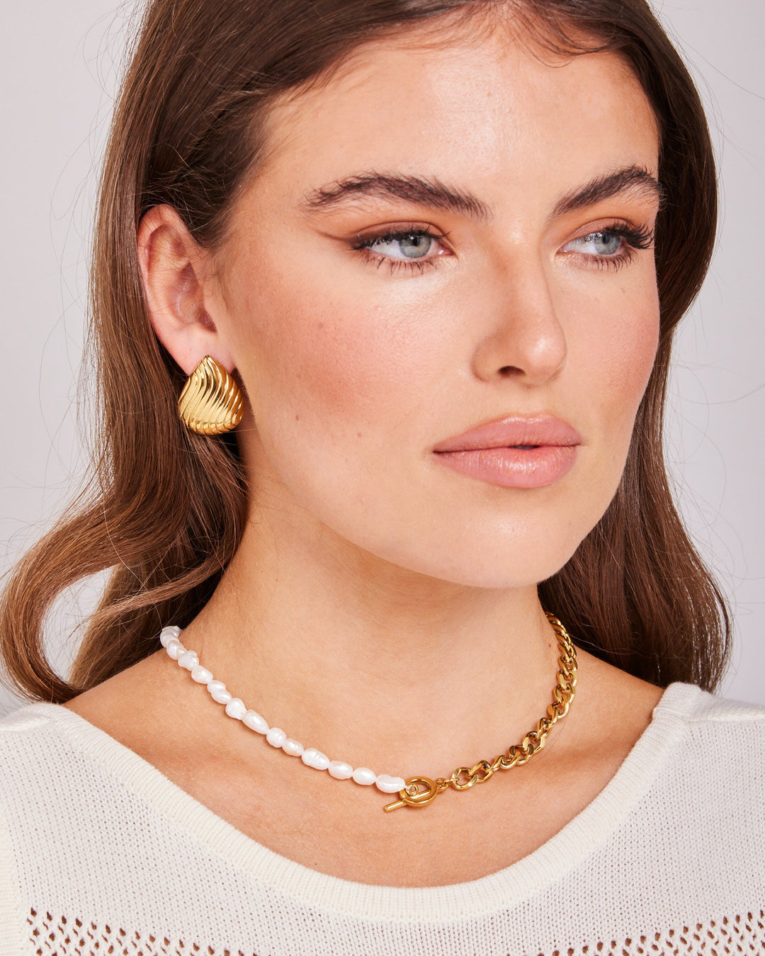 Opaline Freshwater Pearl Half Chain Statement FOB Necklace | Zoe Olivia Jewellery Australia