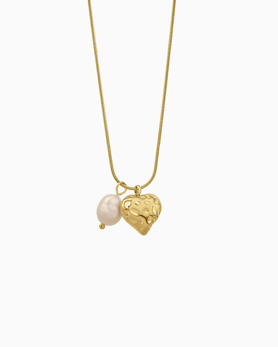Opaline Hammered Heart & Pearl Necklace | Zoe Olivia Jewellery Australia