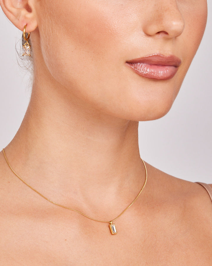 Essentials Bezel Set Cubic Zirconia Pendant Necklace | Zoe Olivia Jewellery Australia