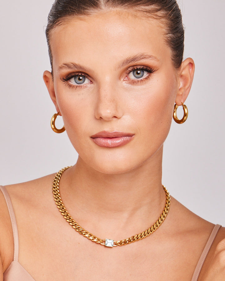 Aurora Cubic Zirconia Curb Link Necklace | Zoe Olivia Jewellery Australia