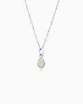 Iridescent Opal Oval Pendant Drop Necklace in Silver | Zoe Olivia Jewellery Australia