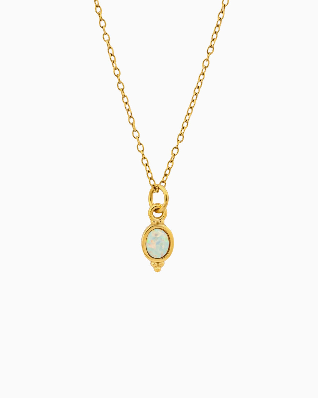 Iridescent Opal Oval Pendant Drop Necklace in Gold | Zoe Olivia Jewellery Australia
