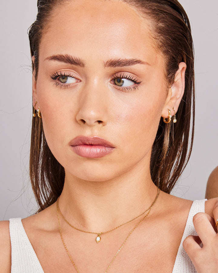 Iridescent Opal Oval Pendant Drop Necklace in Gold | Zoe Olivia Jewellery Australia