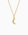 Iridescent Opal and Cubic Zirconia Moon Necklace in Gold | Zoe Olivia Jewellery Australia