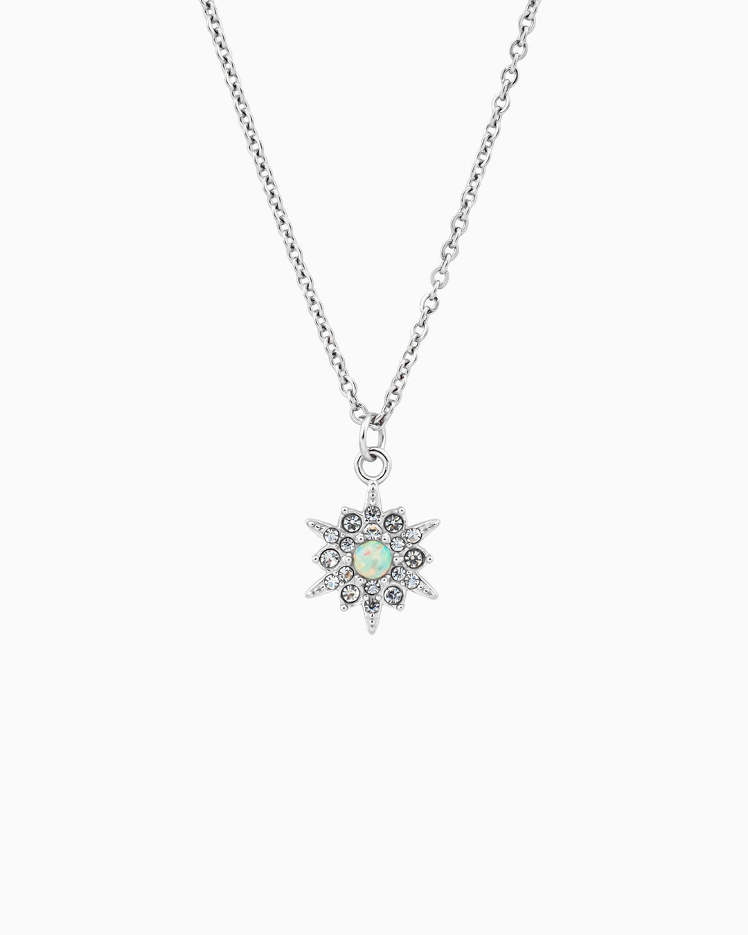 Iridescent Opal & Cubic Zirconia Star Necklace in Silver | Zoe Olivia Jewellery Australia