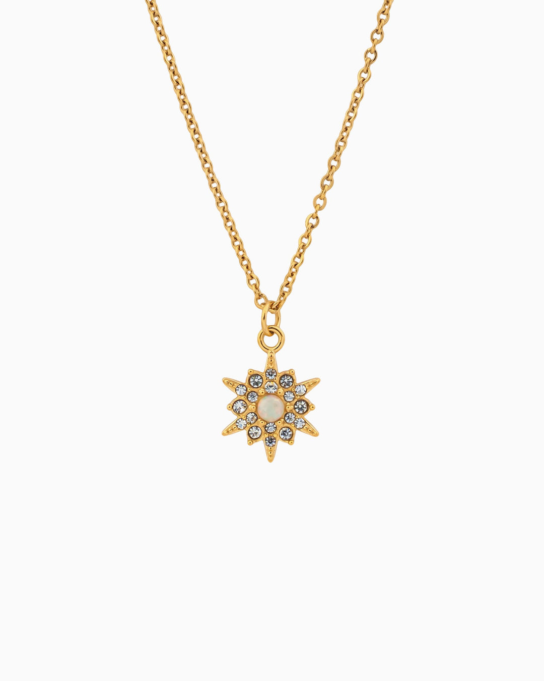 Iridescent Opal & Cubic Zirconia Star Necklace in Gold | Zoe Olivia Jewellery Australia