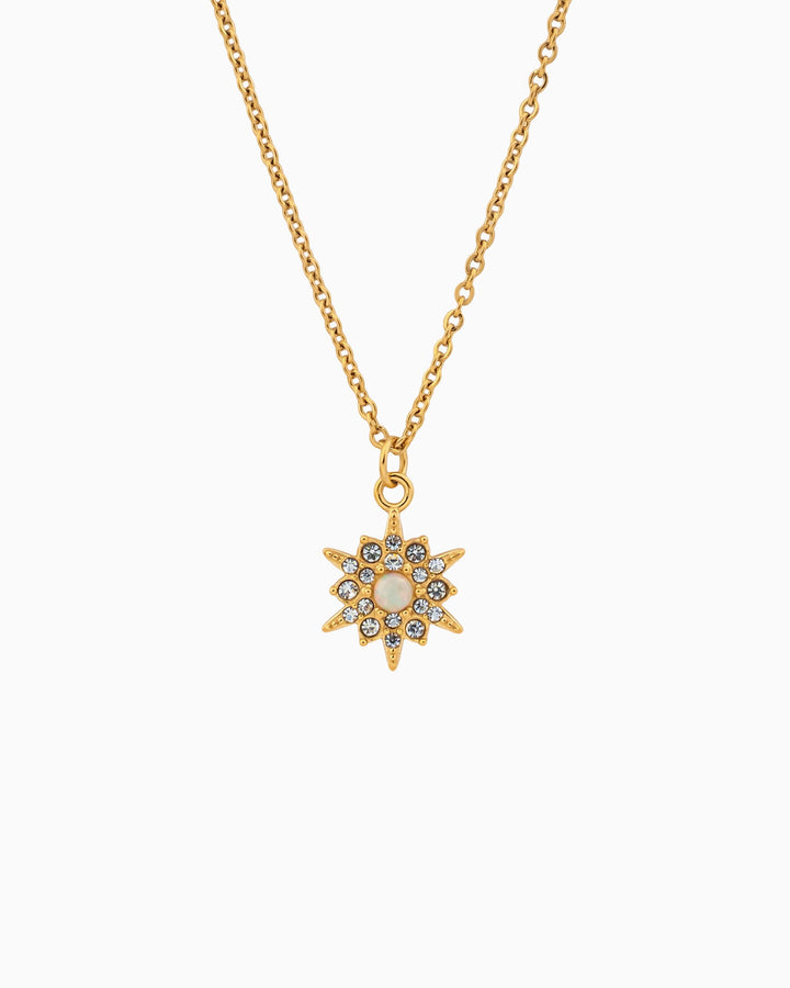 Iridescent Opal & Cubic Zirconia Star Necklace in Gold | Zoe Olivia Jewellery Australia