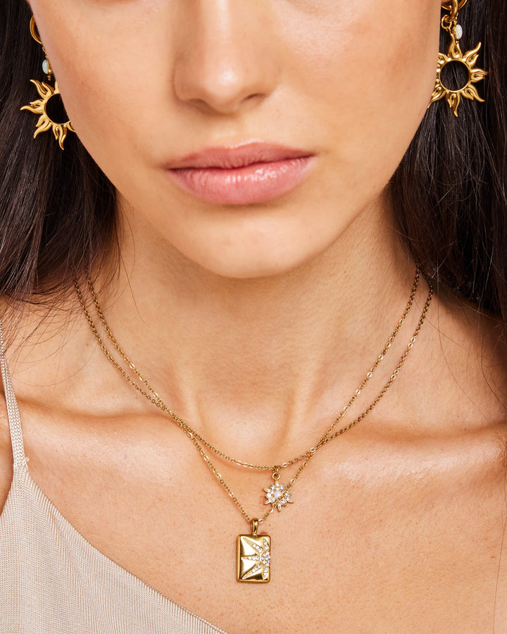 Iridescent Opal & Cubic Zirconia Star Necklace in Gold | Zoe Olivia Jewellery Australia